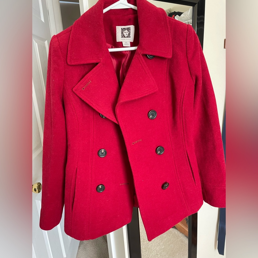 Anne Klein Red wool pea coat